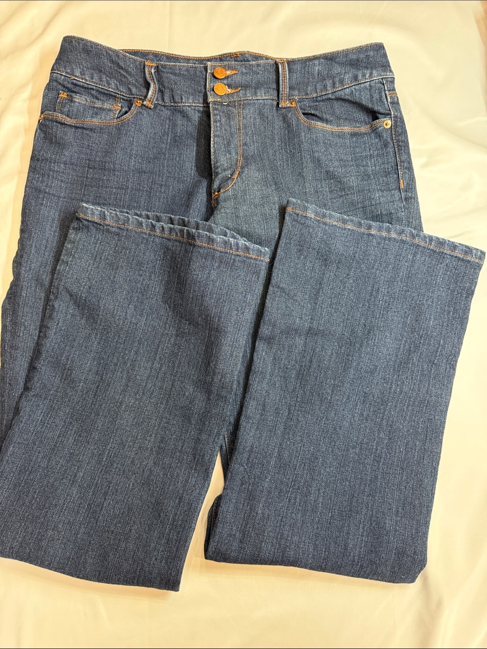 Seven7 Dark Blue Bootcut Jeans with Copper Stitching